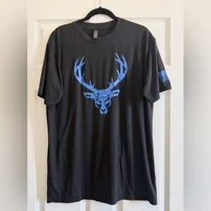 Men's Black T-Shirt with Blue Deer Graphic